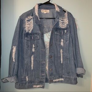 Windsor Denim Ripped Jacket. Size Large